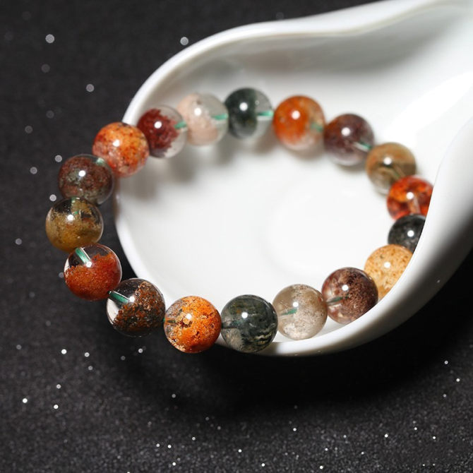 Natural Brazilian 7A Four - Season Colorful Phantom Crystal Cornucopia Bracelet - Image 2
