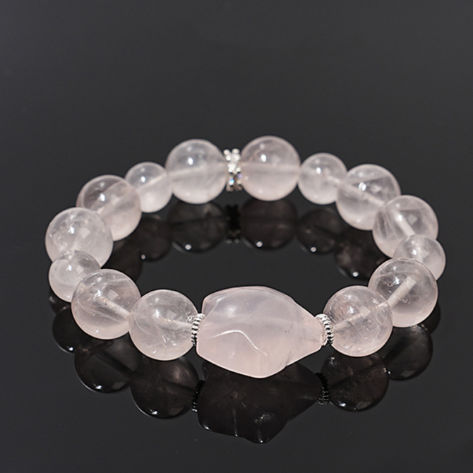 Natural Rose Quartz Bracelet with Hexagonal Starlight for Women, 10MM in size