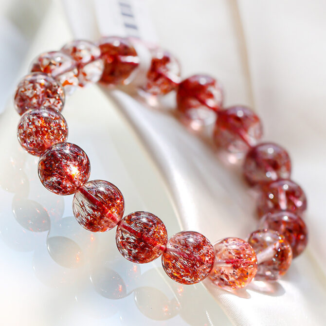 Natural Rose Quartz Crystal Bracelet, Rose Quartz Bead Bracelet, Symbolizing Peach Blossom Luck