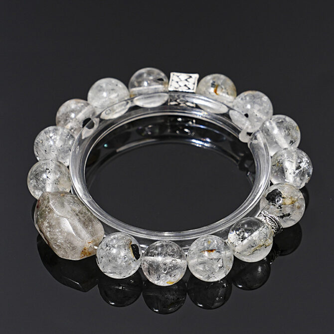 Natural Herkimer Diamond Crystal Bracelet, 11mm in diameter