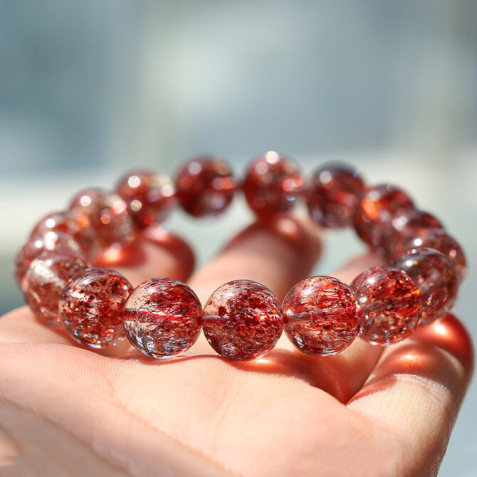 Natural Rose Quartz Crystal Bracelet, Rose Quartz Bead Bracelet, Symbolizing Peach Blossom Luck - Image 3