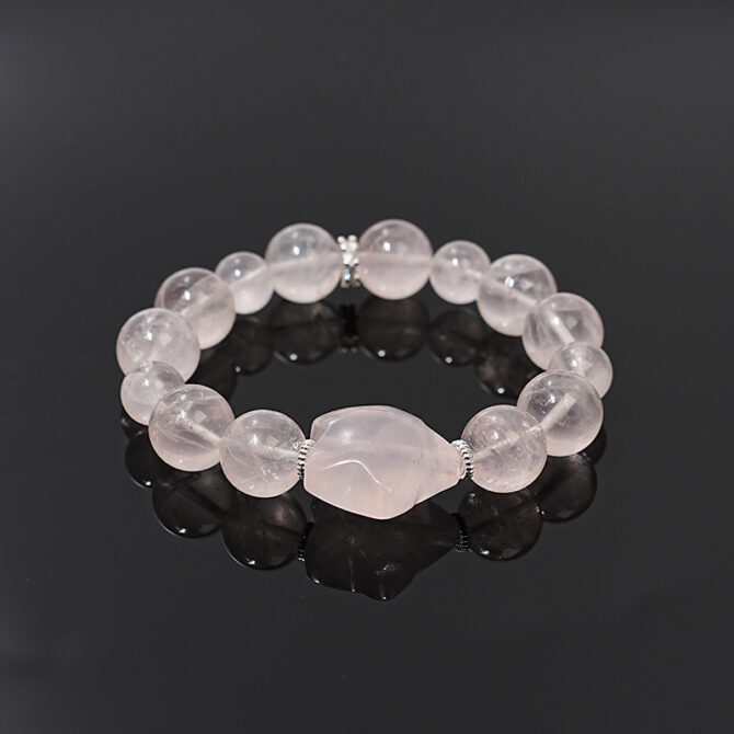 Natural Rose Quartz Bracelet with Hexagonal Starlight for Women, 10MM in size - Image 4