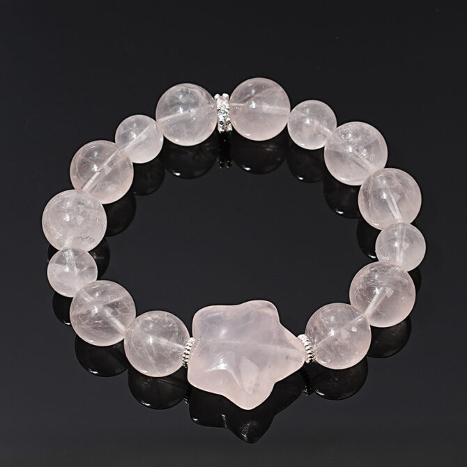 Natural Rose Quartz Bracelet with Hexagonal Starlight for Women, 10MM in size - Image 2