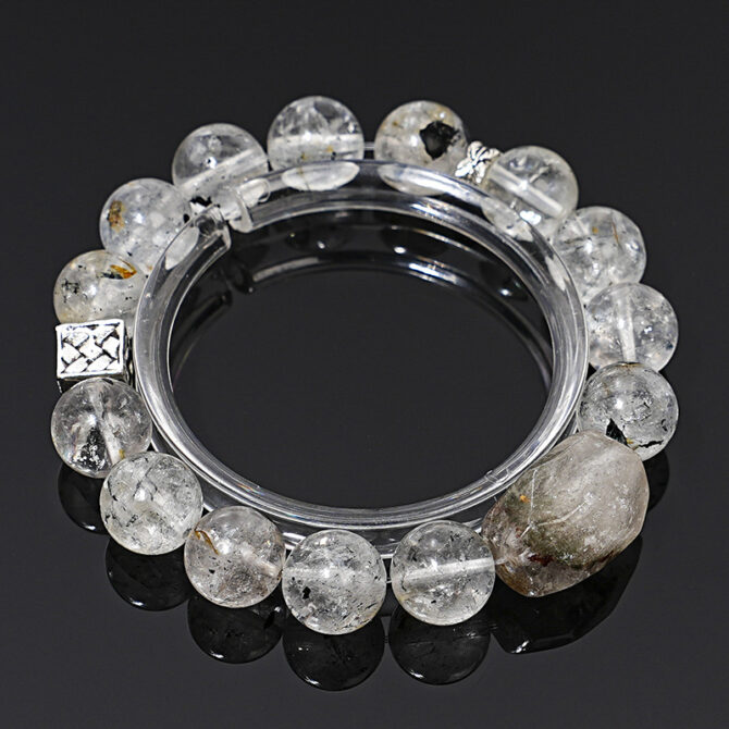 Natural Herkimer Diamond Crystal Bracelet, 11mm in diameter - Image 3