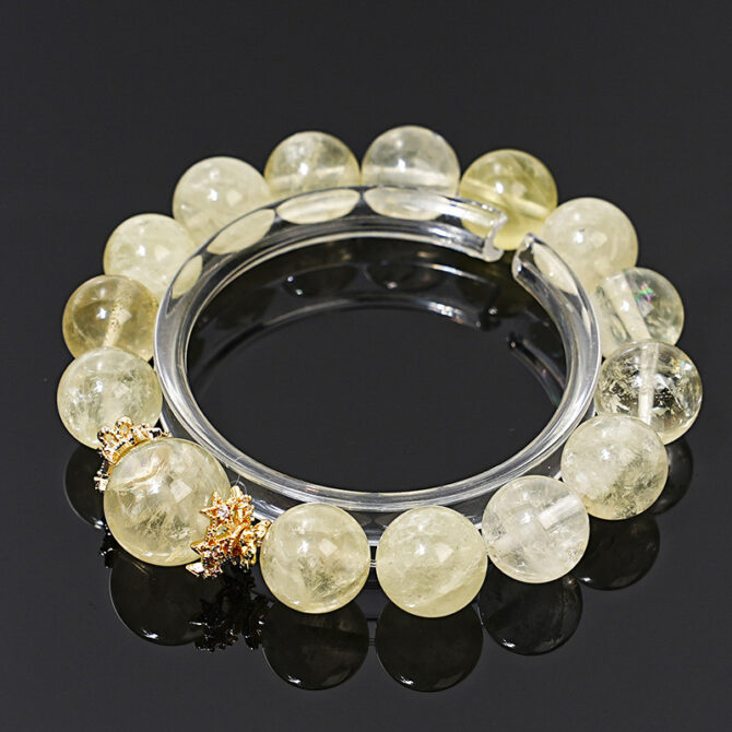 Natural Citrine Crystal Bracelet, 12mm in diameter - Image 3