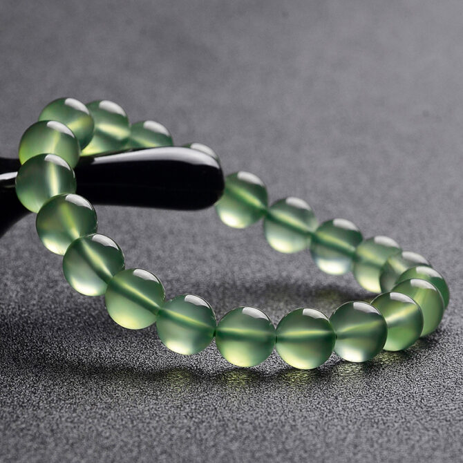 Natural Crystal Prehnite Bracelet, Ice-Type Bead Bracelet, with Emerald Elements - Image 4