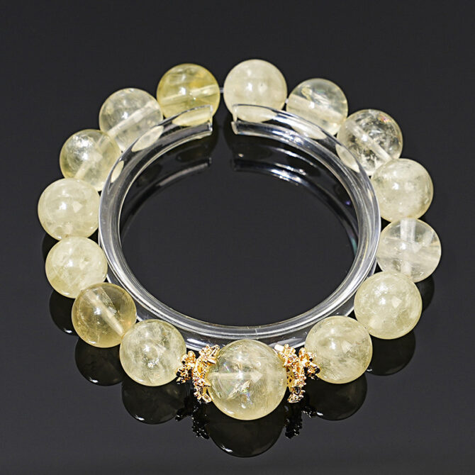 Natural Citrine Crystal Bracelet, 12mm in diameter
