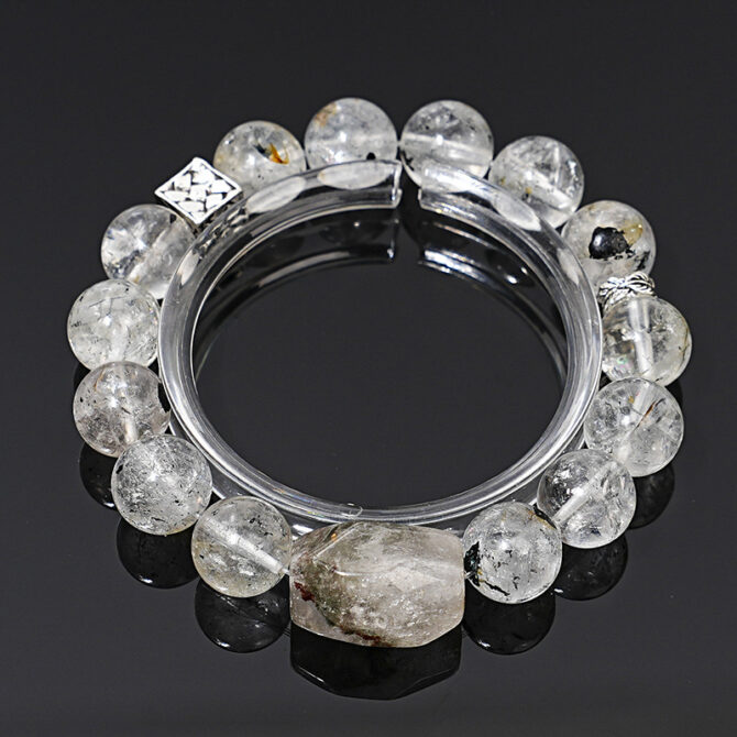 Natural Herkimer Diamond Crystal Bracelet, 11mm in diameter - Image 2