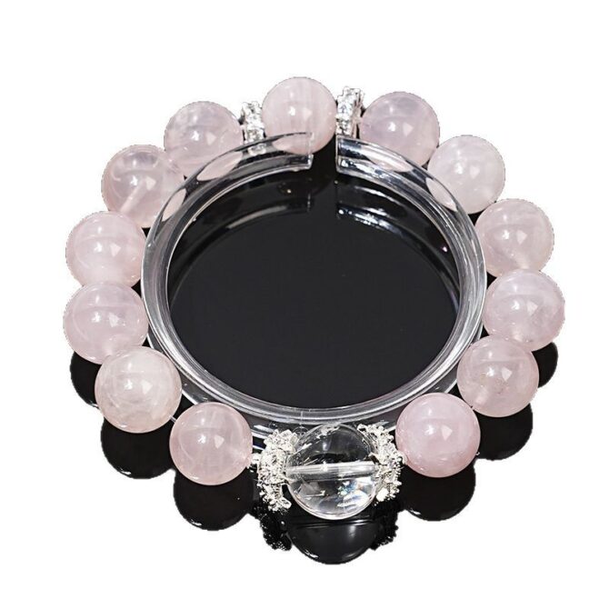 High-quality natural Rose Quartz bracelet with White Quartz, 12MM in size. - Image 5