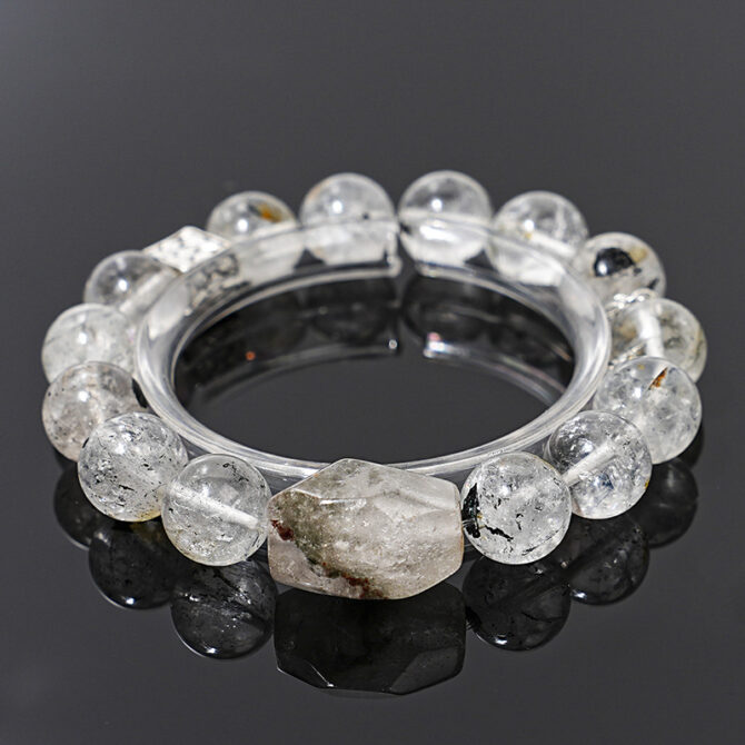 Natural Herkimer Diamond Crystal Bracelet, 11mm in diameter - Image 4