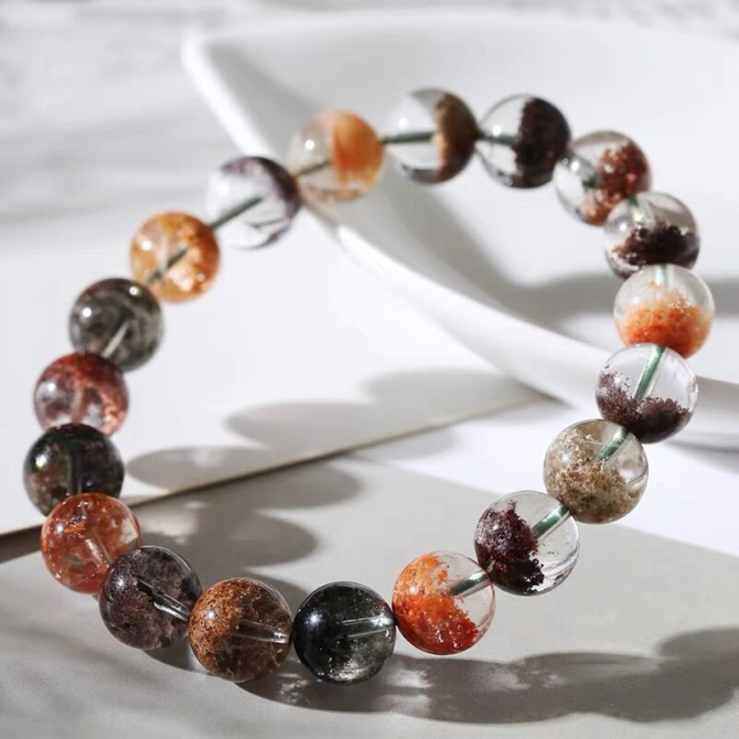 Natural colorful phantom crystal bracelet