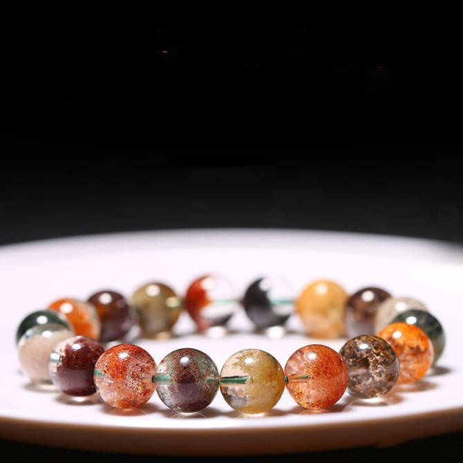 Natural Brazilian 7A Four - Season Colorful Phantom Crystal Cornucopia Bracelet - Image 3
