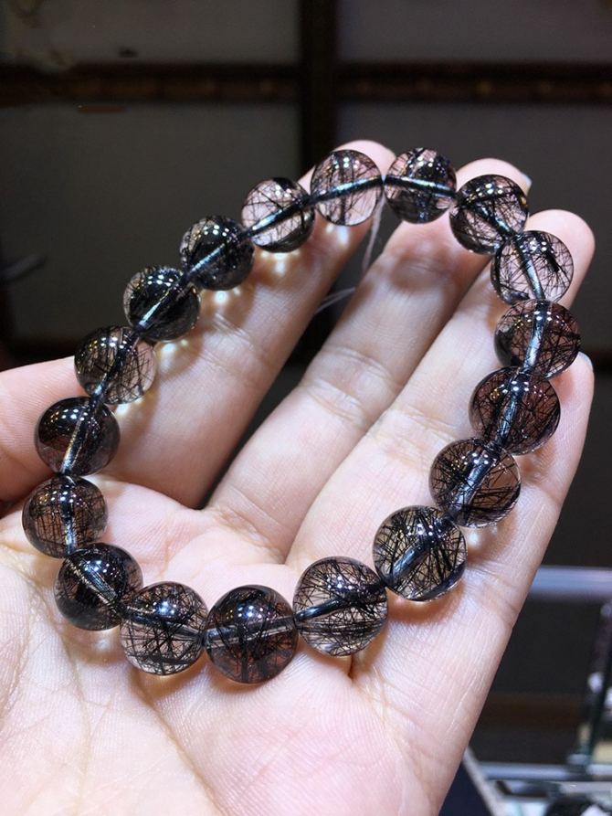 Brazilian black rutilated quartz bracelet, natural crystal - Image 5