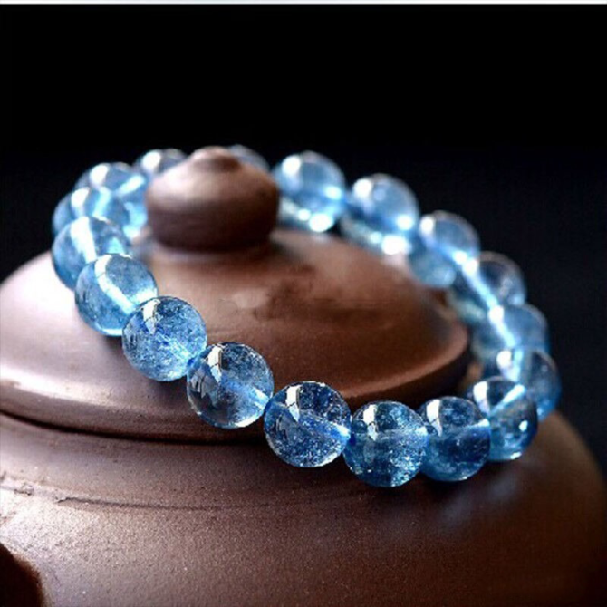 Aquamarine Natural Crackled Crystal Bracelet for Luck Transformation - Image 3