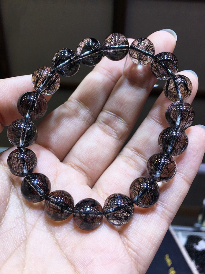 Brazilian black rutilated quartz bracelet, natural crystal - Image 2