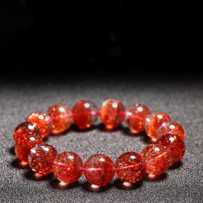 Highly treasured and premium - grade Golden Strawberry Quartz Bracelet from Madagascar