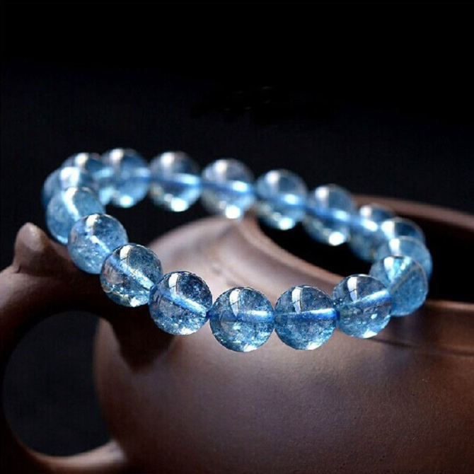 Aquamarine Natural Crackled Crystal Bracelet for Luck Transformation - Image 4