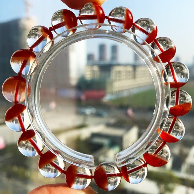 Natural red hairlike quartz crystal cornucopia-shaped bracelet - Image 3