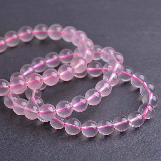 Peach Blossom Pink Crystal Bracelet, Natural Mozambique Star Pink Crystal Bracelet - Image 4