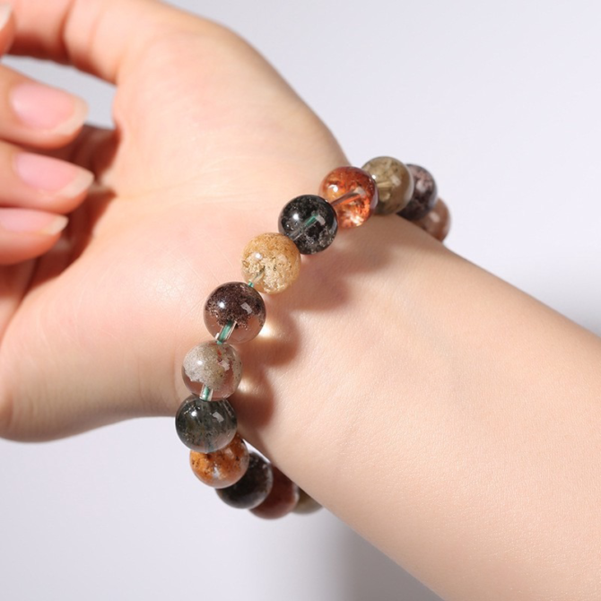 Natural Brazilian 7A Four - Season Colorful Phantom Crystal Cornucopia Bracelet - Image 4
