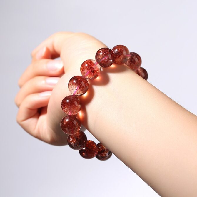 Highly treasured and premium - grade Golden Strawberry Quartz Bracelet from Madagascar - Image 4