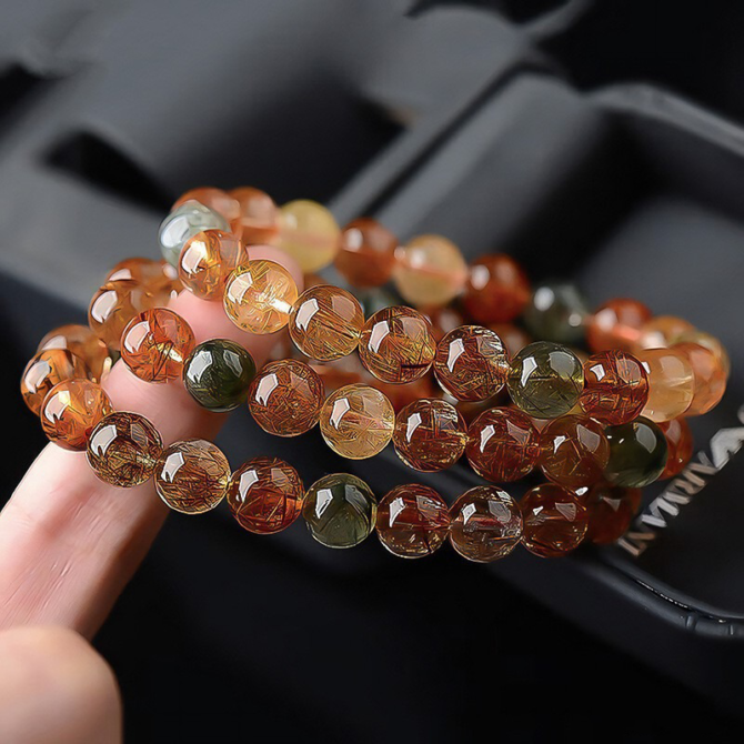 Original ore natural colorful rutilated quartz bracelet, containing copper rutilated quartz. - Image 3