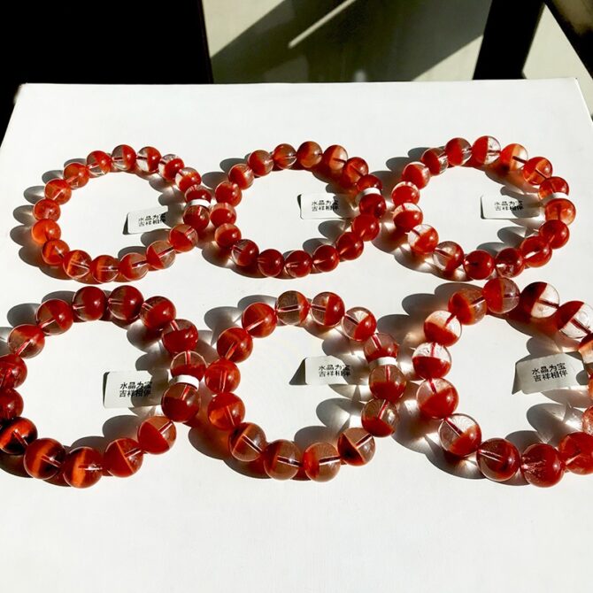 Natural red hairlike quartz crystal cornucopia-shaped bracelet - Image 4