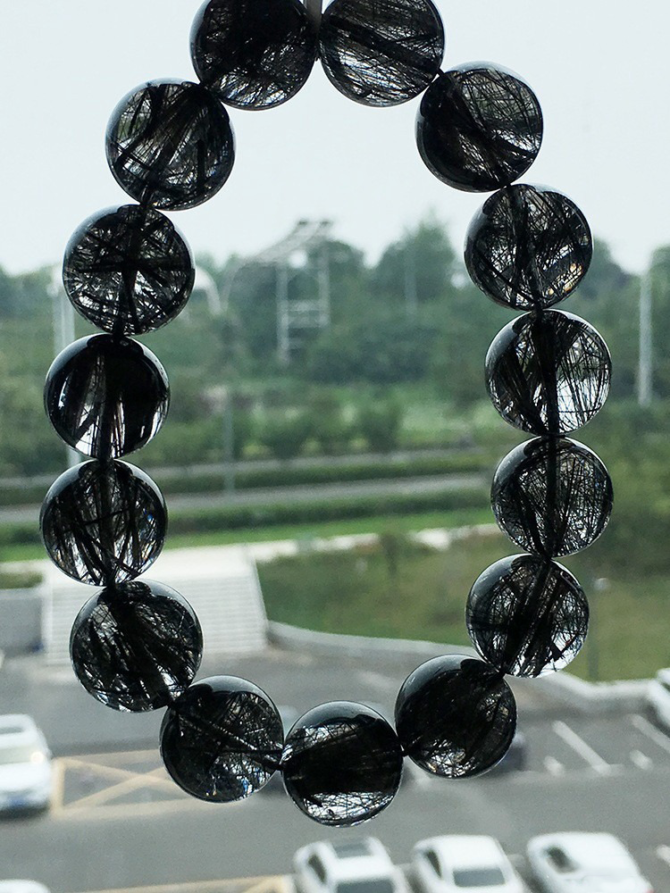 Brazilian black rutilated quartz bracelet, natural crystal - Image 4