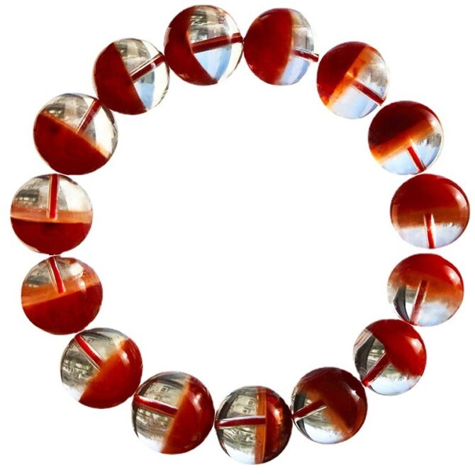 Natural red hairlike quartz crystal cornucopia-shaped bracelet - Image 2