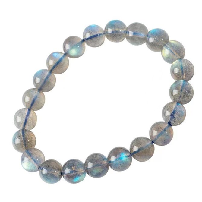 Natural ice-type blue-light gray moonstone labradorite single-loop bracelet - Image 5