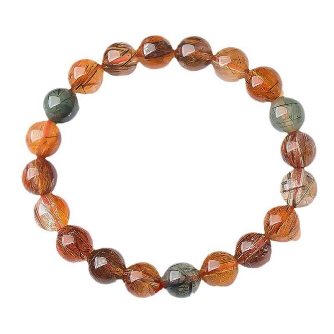 Original ore natural colorful rutilated quartz bracelet, containing copper rutilated quartz. - Image 5