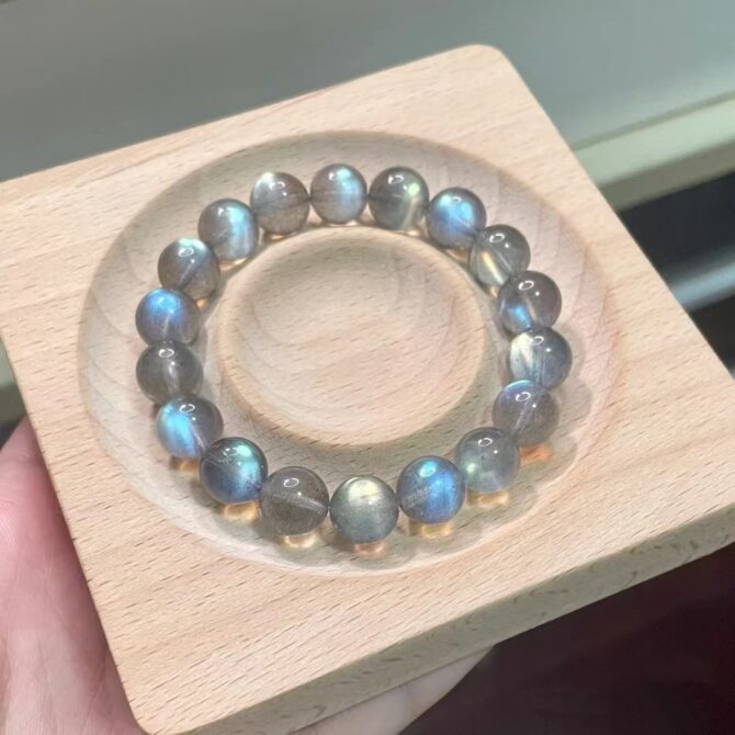 Natural ice-type blue-light gray moonstone labradorite single-loop bracelet